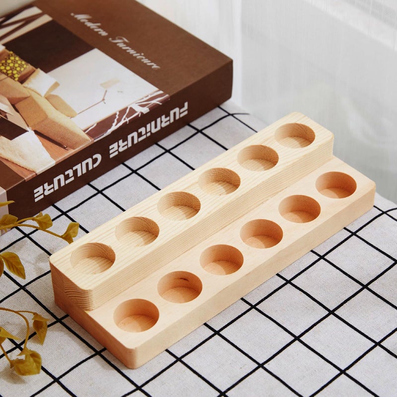 LONG TAO 2 Pcs Wooden Essential Oil Display Stand 2 layer Tabletop Essential Oils Perfume Storage Racks Oil Bottles Holder Essential Oil Organizer Nail Polish Shelf for Organizing Displaying - Image 5